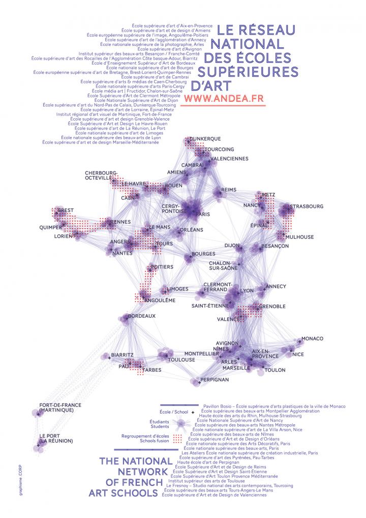 Carte des écoles supérieures d'art © .CORP